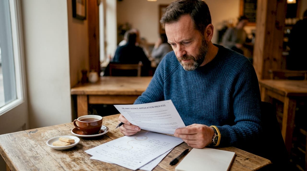 Man reviewing TfL PHV licence documents