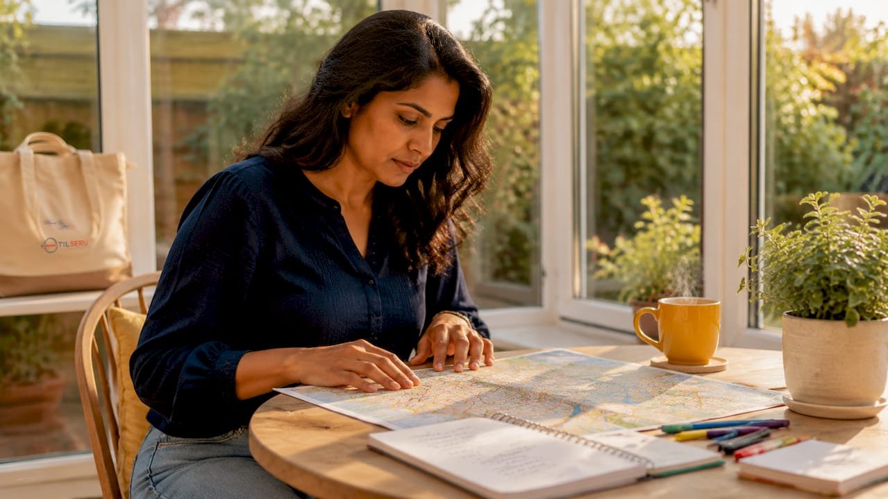Candidate studying London map in home office