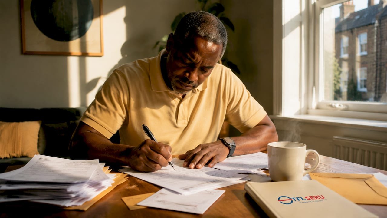 Driver completing PCO licence address change forms